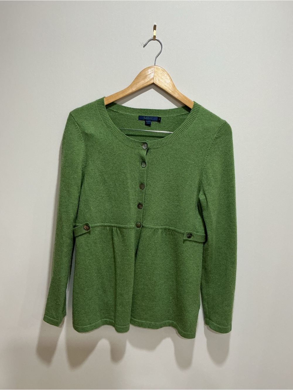 Boden  Green Button-Front cashmere Cardigan size 12 UK and US 8
